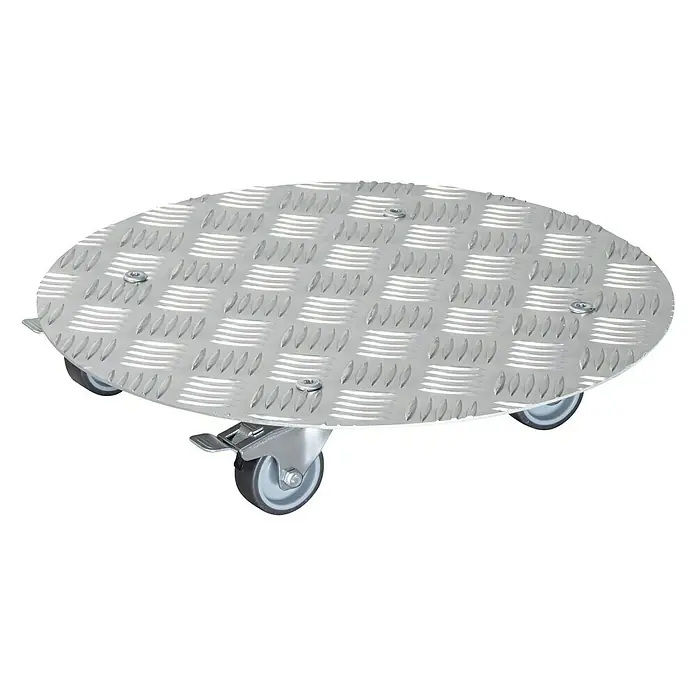 Wagner System Pflanzenroller Alaska - Durchmesser: 38 cm, Aluminium, Silber, Max. Belastung: 150 kg - Diagonale Ansicht