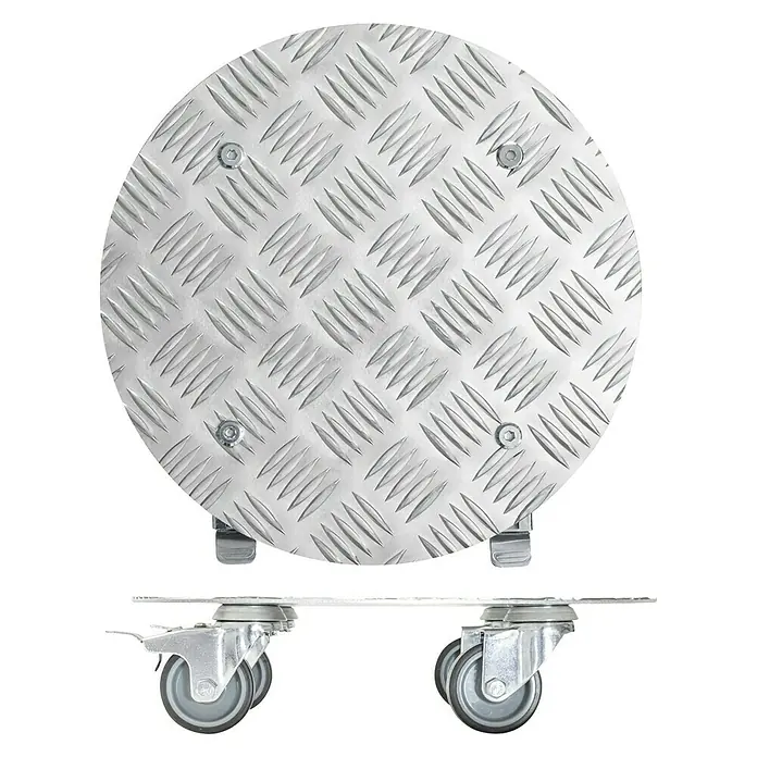 Wagner System Soporte con ruedas para plantas Alaska - Diámetro: 30 cm, Aluminio, Plateado, Carga máx.: 150 kg - Vista superior