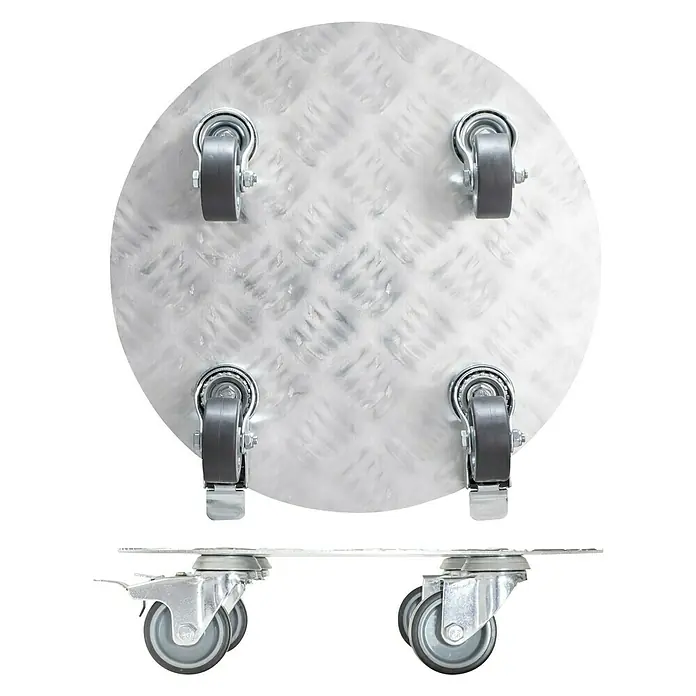 Wagner System Soporte con ruedas para plantas Alaska - Diámetro: 30 cm, Aluminio, Plateado, Carga máx.: 150 kg - Vista ascendente