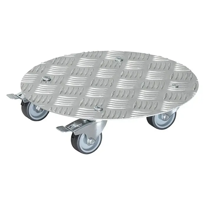 Wagner System Soporte con ruedas para plantas Alaska - Diámetro: 30 cm, Aluminio, Plateado, Carga máx.: 150 kg - Vista angular