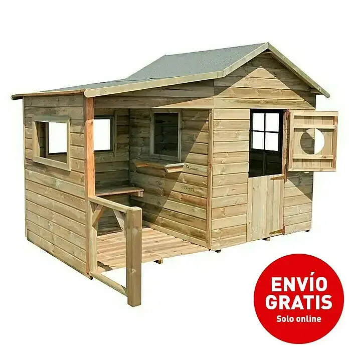Forest-Style Caseta infantil Hacienda - 181 x 243 x 175 cm, Natural - Vista angular