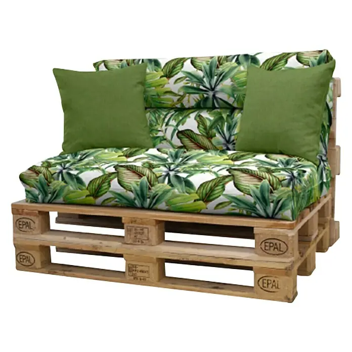 Set cojines para palet Botanic - 120 x 80 x 20 cm, Verde, 100 % acrílico - Vista angular