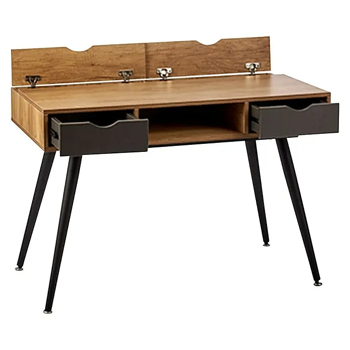 Mesa de escritorio Vintage - Negro, L x An x Al: 60 x 110 x 74 cm, Número de cajones: 2 ud. - Vista angular