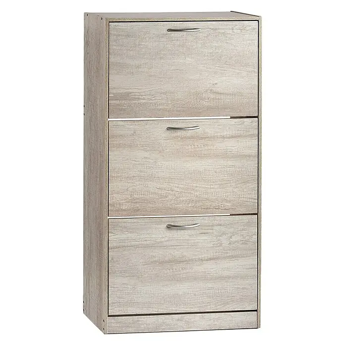 Zapatero - L x An x Al: 24 x 60 x 116 cm, Gris claro, Número de compartimentos: 3 ud. - Vista angular