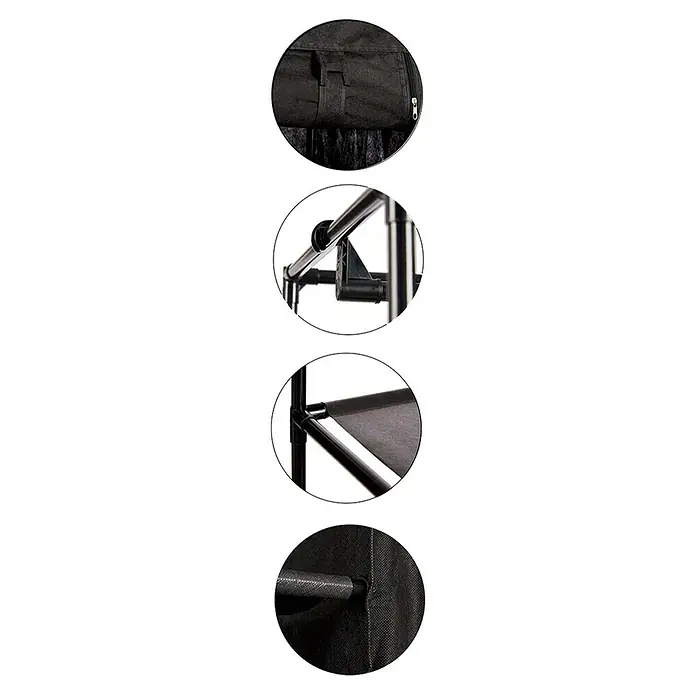 Armario de tela Combinado - L x An x Al: 43 x 105 x 172 cm, Barra para colgar, Negro - Primer plano