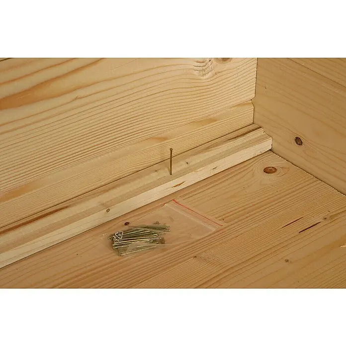Wolff Finnhaus Gartenhaus Trondheim 44-B - 400 x 450 cm, Holz, 13 m², Wandstärke: 44 mm, Natur - Detailaufnahme