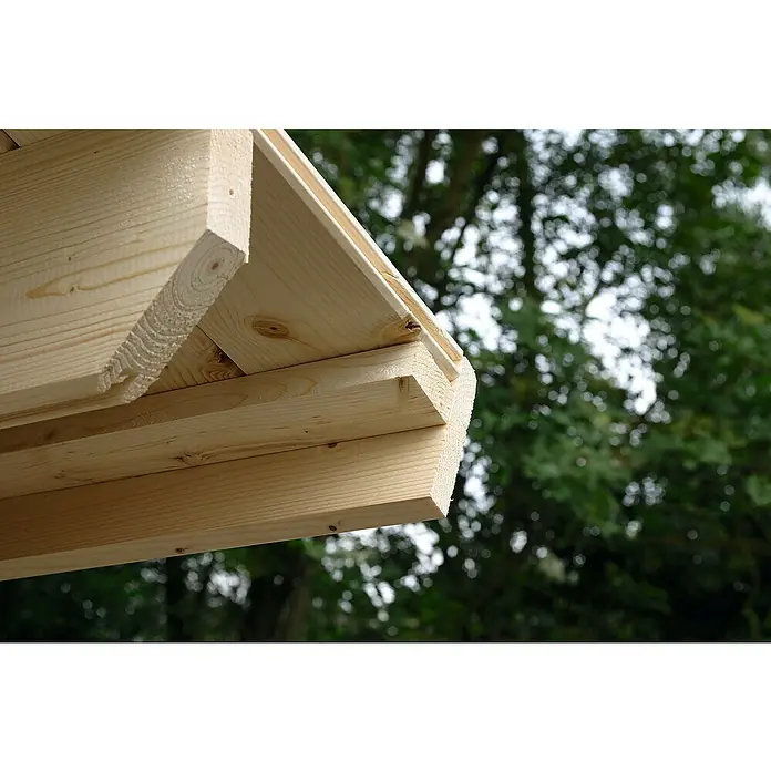 Wolff Finnhaus Gartenhaus Anna 40-A/1 - B x T: 753 x 349 cm, Holz, 21 m², Wandstärke: 40 mm, Mit rechtsseitiger Terrasse - Detailaufnahme