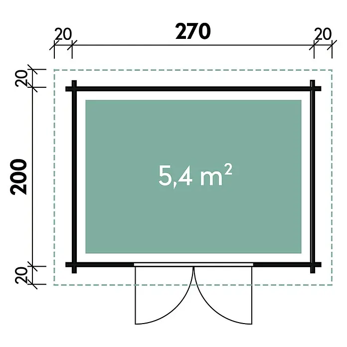 Wolff Finnhaus Blockbohlenhaus Lüttich - 2,4 x 3,1 m, Wandstärke: 28 mm, Natur - Skizze