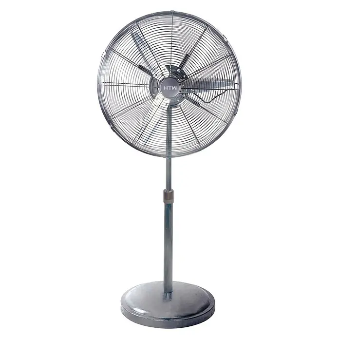 HTW Ventilador de pie Industrial SIF20120 - Acero, Diámetro: 50 cm, 90 W, Altura: 135 cm, 71 m³/min - Vista frontal