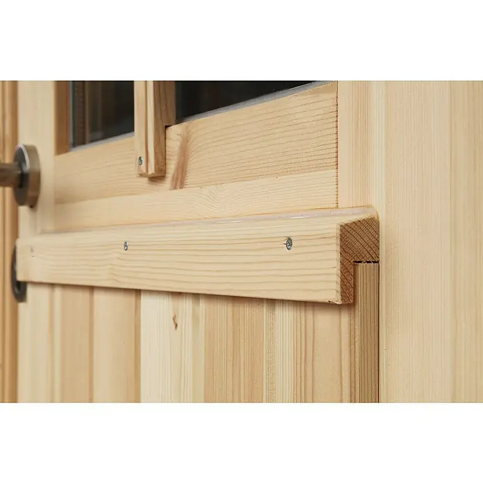 Wolff Finnhaus Gartenhaus Mona 34-B - B x T: 360 x 440 cm, Holz, 9 m², Wandstärke: 34 mm, Bernstein/Nebelweiß - Detailaufnahme