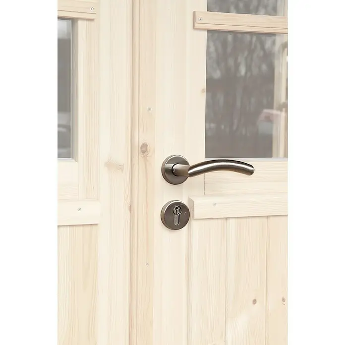 Wolff Finnhaus Gartenhaus Skagen 44-A - B x T: 360 x 395 cm, Holz, 7,4 m², Wandstärke: 44 mm, Felsgrau/Nebelweiß - Detailaufnahme