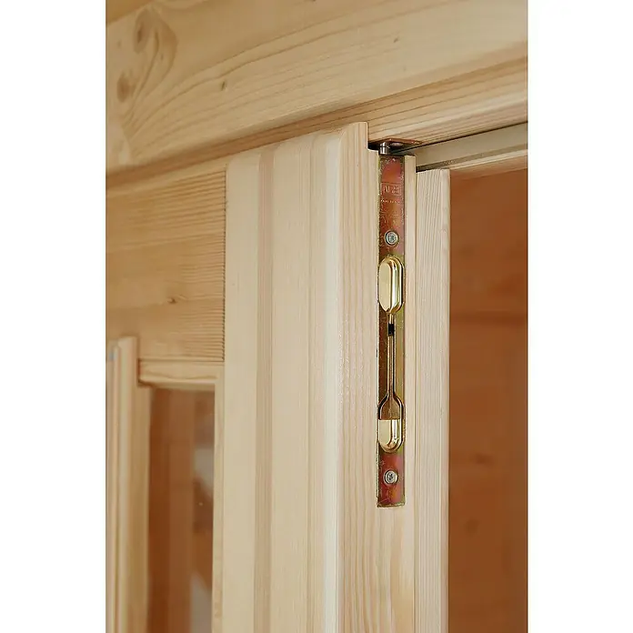 Wolff Finnhaus Gartenhaus Mona 34-B - B x T: 360 x 440 cm, Holz, 9 m², Wandstärke: 34 mm, Bernstein/Nebelweiß - Detailaufnahme