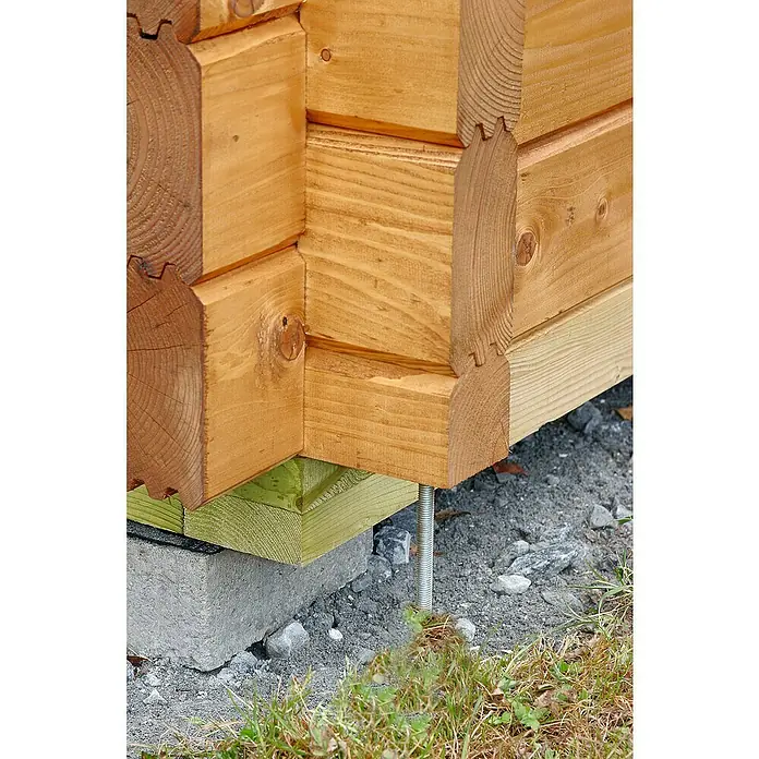 Wolff Finnhaus Gartenhaus Skagen 44-A - B x T: 360 x 395 cm, Holz, 7,4 m², Wandstärke: 44 mm, Felsgrau/Nebelweiß - Detailaufnahme