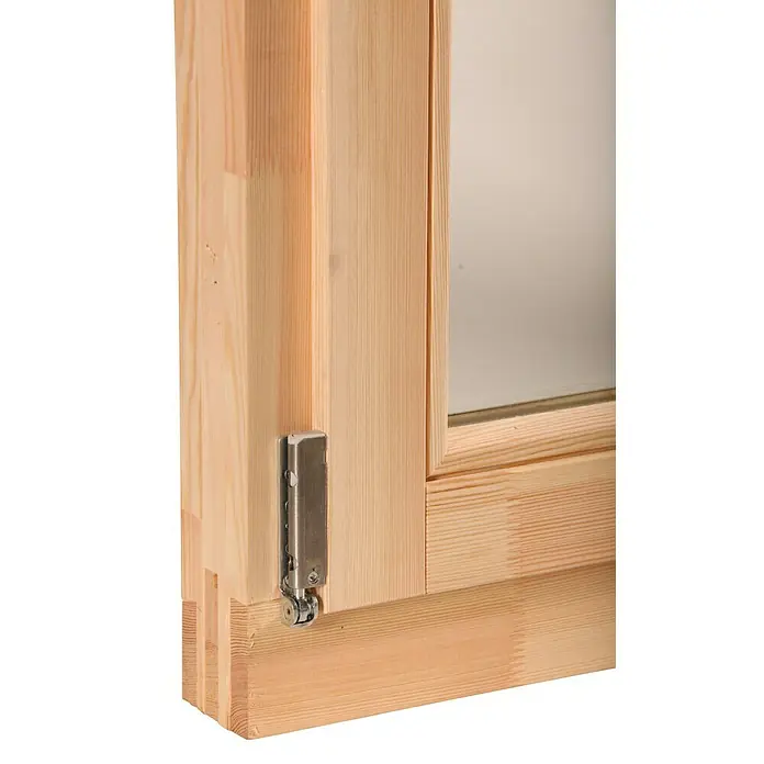 Wolff Finnhaus Gartenhaus Trondheim 44-B - 400 x 450 cm, Holz, 13 m², Wandstärke: 44 mm, Natur - Detailaufnahme