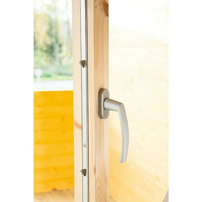 Wolff Finnhaus Gartenhaus Skagen 44-A - B x T: 360 x 395 cm, Holz, 7,4 m², Wandstärke: 44 mm, Felsgrau/Nebelweiß - Detailaufnahme