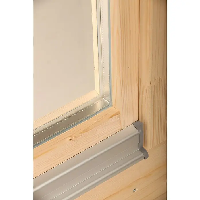 Wolff Finnhaus Gartenhaus Skagen 44-A - B x T: 360 x 395 cm, Holz, 7,4 m², Wandstärke: 44 mm, Felsgrau/Nebelweiß - Detailaufnahme
