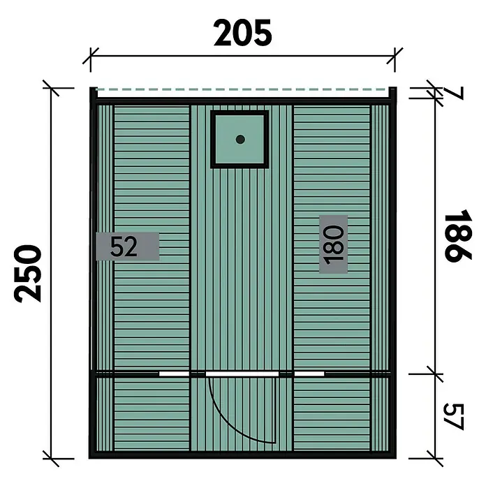 Wolff Finnhaus Fasssauna 250 - Holz, Durchmesser: 200 cm - Skizze
