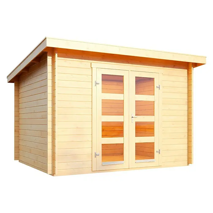 Wolff Finnhaus Gartenhaus Gent A - B x T: 312 x 265 cm, Holz, 6,7 m², Wandstärke: 28 mm - Diagonale Ansicht