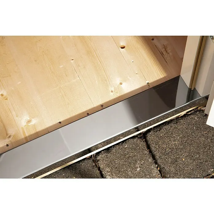 Wolff Finnhaus Gartenhaus Mona 34-B - B x T: 360 x 440 cm, Holz, 9 m², Wandstärke: 34 mm, Bernstein/Nebelweiß - Detailaufnahme