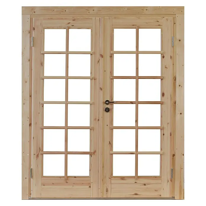 Wolff Finnhaus Gartenhaus Pulti 34-B - Wandstärke: 34 mm, Natur, Vollglastür - Vorderansicht