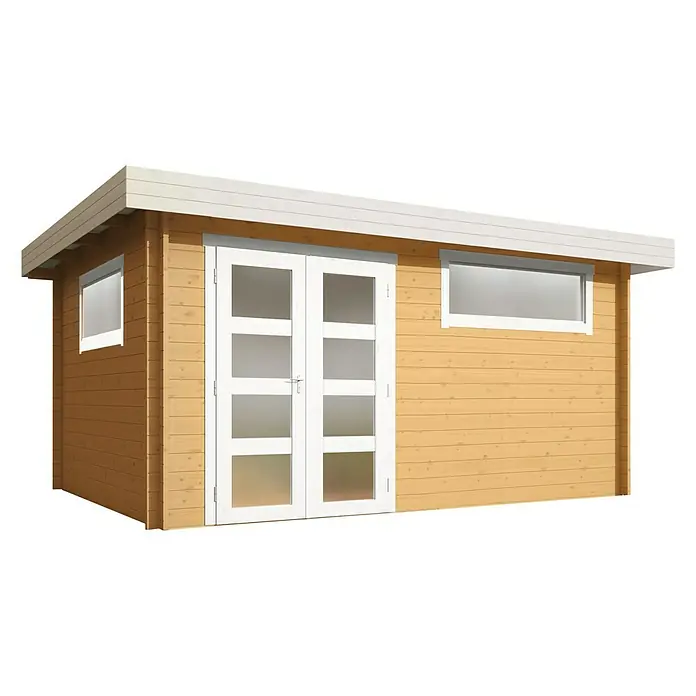 Wolff Finnhaus Gartenhaus Lille B - B x T: 510 x 337 cm, Holz, 13,1 m², Wandstärke: 40 mm, Natur - Diagonale Ansicht