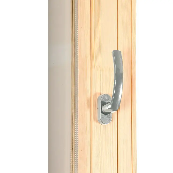 Wolff Finnhaus Gartenhaus Trondheim 44-B - 400 x 450 cm, Holz, 13 m², Wandstärke: 44 mm, Natur - Detailaufnahme