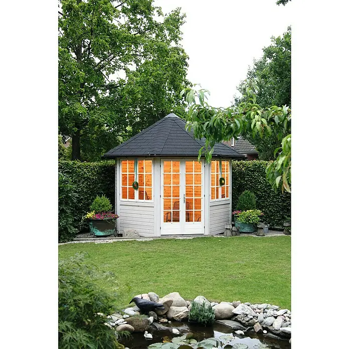 Wolff Finnhaus Gartenpavillon Palma - 3,47 x 3,47 m, Firsthöhe: 3,15 m - Stimmungsaufnahme