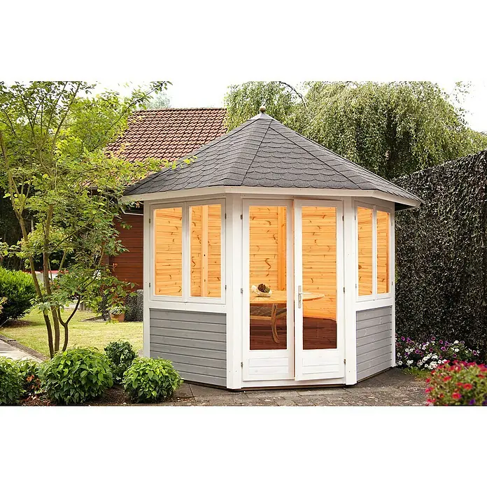 Wolff Finnhaus Gartenpavillon Palma - 3,47 x 3,47 m, Firsthöhe: 3,15 m - Stimmungsaufnahme