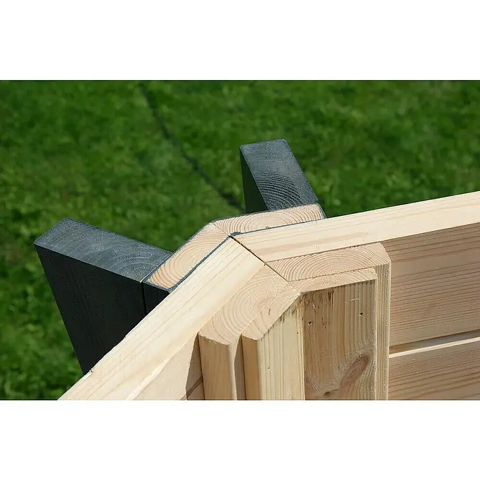 Wolff Finnhaus Gartenpavillon Roma 4.0 - 4,8 x 4,8 m, Holz, Wandstärke: 45 mm, Grün/Schwarz - Detailaufnahme