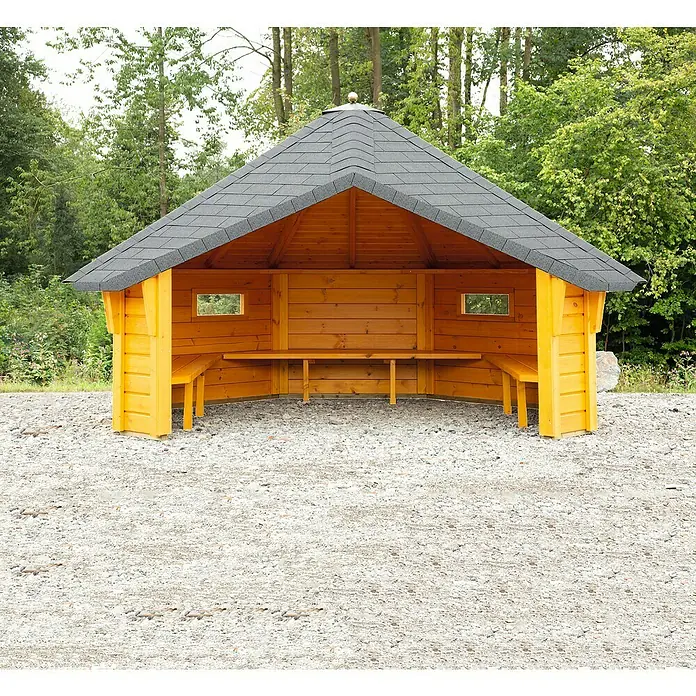 Wolff Finnhaus Gartenlaube - B x T: 393 x 325 cm - Stimmungsaufnahme
