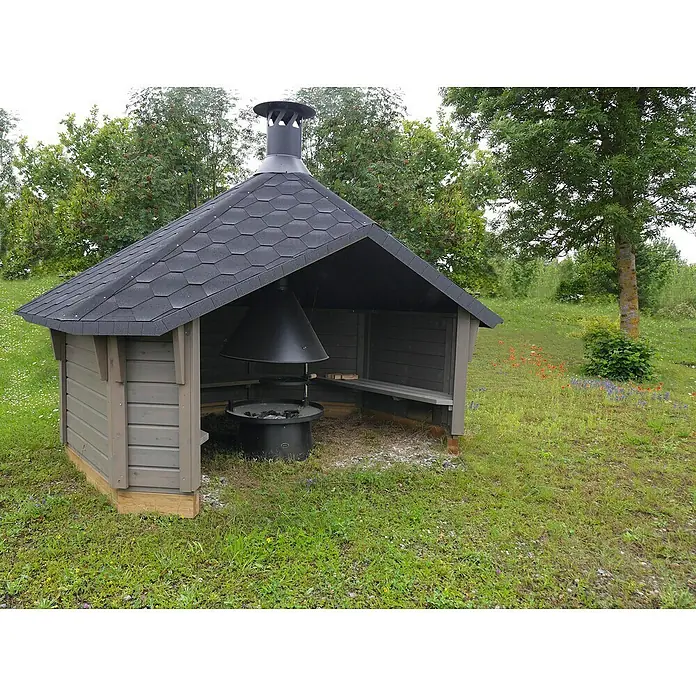 Wolff Finnhaus Gartenlaube - B x T: 393 x 325 cm, Mit Grillanlage - Stimmungsaufnahme