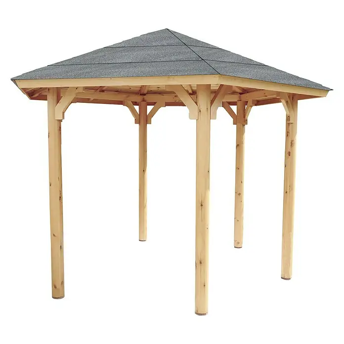 Wolff Finnhaus Pavillon Grundbauset Kreta 6 - Holz - Diagonale Ansicht