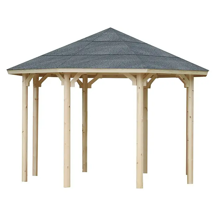 Wolff Finnhaus Pavillon Kreta 8 XL - L x B: 4,76 x 4,76 m - Diagonale Ansicht