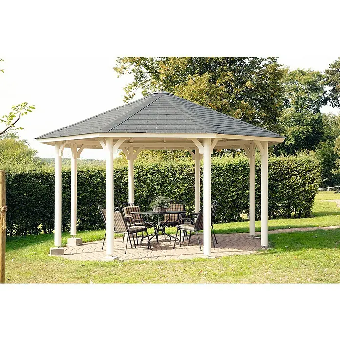 Wolff Finnhaus Pavillon Kreta 8 XL - L x B: 4,76 x 4,76 m - Stimmungsaufnahme