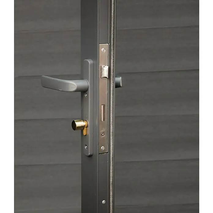 Wolff Finnhaus Gerätehaus Trend D - 340 x 332 cm, Verbundwerkstoff, Grau - Detailaufnahme