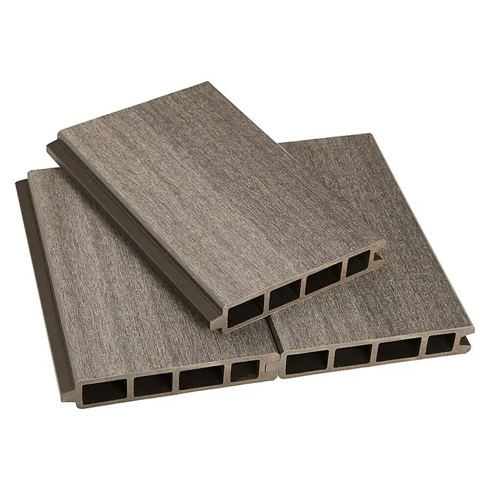 Wolff Finnhaus Gerätehaus Trend D - 340 x 332 cm, Verbundwerkstoff, Grau - Diagonale Ansicht