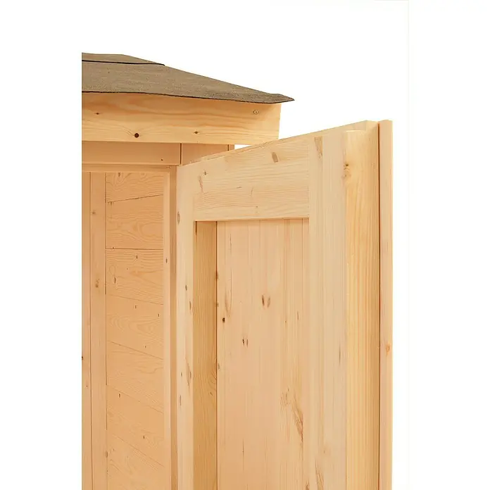 Wolff Finnhaus Geräteschrank 20-A - Außenbreite inkl. Dachüberstand: 90 cm, Außentiefe inkl. Dachüberstand: 103 cm, Holz, Natur - Detailaufnahme