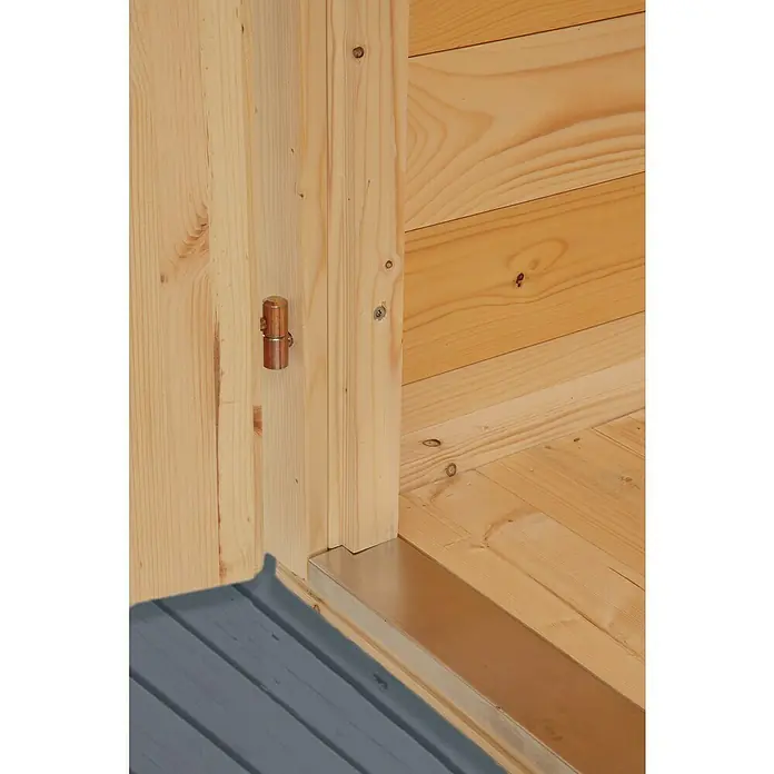 Wolff Finnhaus Geräteschrank 20-A - Außenbreite inkl. Dachüberstand: 90 cm, Außentiefe inkl. Dachüberstand: 103 cm, Holz, Natur - Detailaufnahme