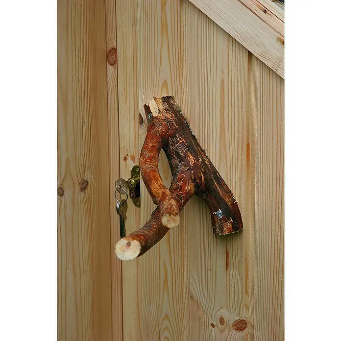 Wolff Finnhaus Grillkota Basic 6.7 - 370 x 327 cm, Wandstärke: 45 mm, Natur, Farbe Dach: Schwarz - Detailaufnahme