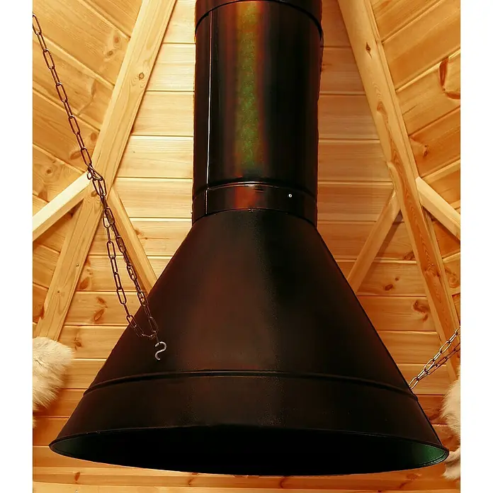 Wolff Finnhaus Grillkota 9 De Luxe - 4,26 x 3,76 m, Wandstärke: 45 mm, Farbe Dach: Schwarz, Lapplandpaket - Detailaufnahme
