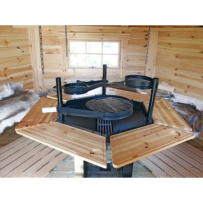 Wolff Finnhaus Grillkota 9 De Luxe DS - 3,93 x 4,53 m, Wandstärke: 45 mm, Natur - Stimmungsaufnahme