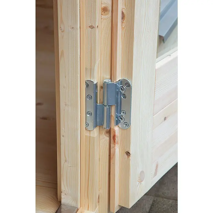 Wolff Finnhaus Gartenhaus Trondheim 44-B - 400 x 450 cm, Holz, 13 m², Wandstärke: 44 mm, Natur - Detailaufnahme