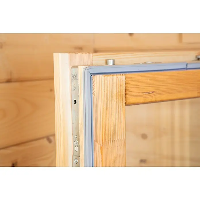 Wolff Finnhaus Gartenhaus Trondheim 44-B - 400 x 450 cm, Holz, 13 m², Wandstärke: 44 mm, Natur - Detailaufnahme