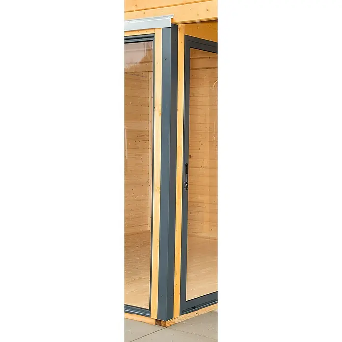 Wolff Finnhaus Gartenhaus Studio 44-D - B x T: 438 x 342 cm, Holz, 13,5 m², Wandstärke: 44 mm, Natur/Anthrazit - Detailaufnahme