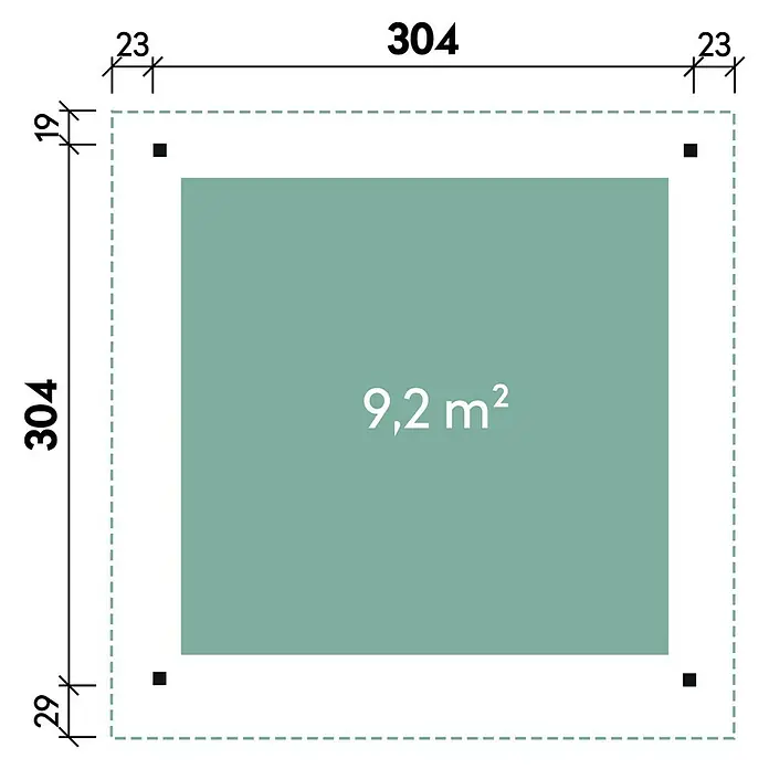 Wolff Finnhaus Pavillon Elba Grundbauset - 3,52 x 3,5 m, Natur - Skizze