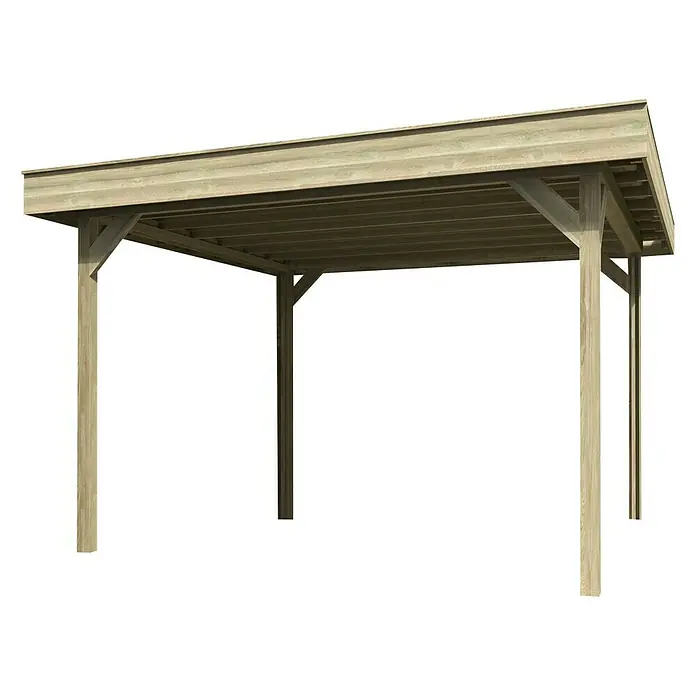 Wolff Finnhaus Pavillon Elba Grundbauset - 3,52 x 3,5 m, Natur - Diagonale Ansicht