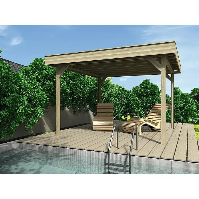 Wolff Finnhaus Pavillon Elba Grundbauset - 3,52 x 3,5 m, Natur - Stimmungsaufnahme