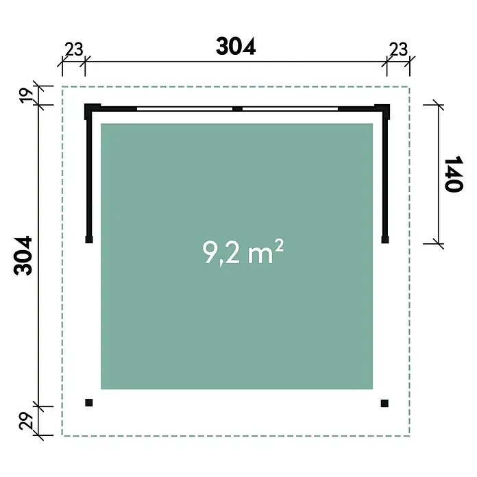 Wolff Finnhaus Pavillon Elba Komplettset - 3,52 x 3,5 m, Natur - Skizze