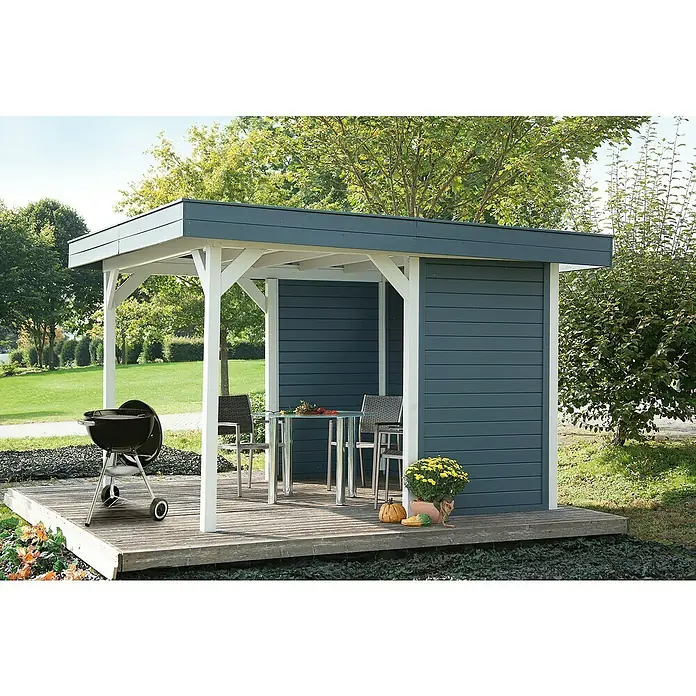 Wolff Finnhaus Pavillon Elba Komplettset - 3,52 x 3,5 m, Natur - Stimmungsaufnahme