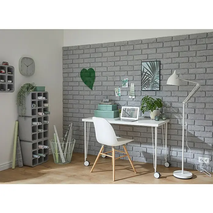 Revestimiento de pared placa Ladrillo - 50 x 2,5 x 59,5 cm, Blanco, 4 unidades - Foto ambiente